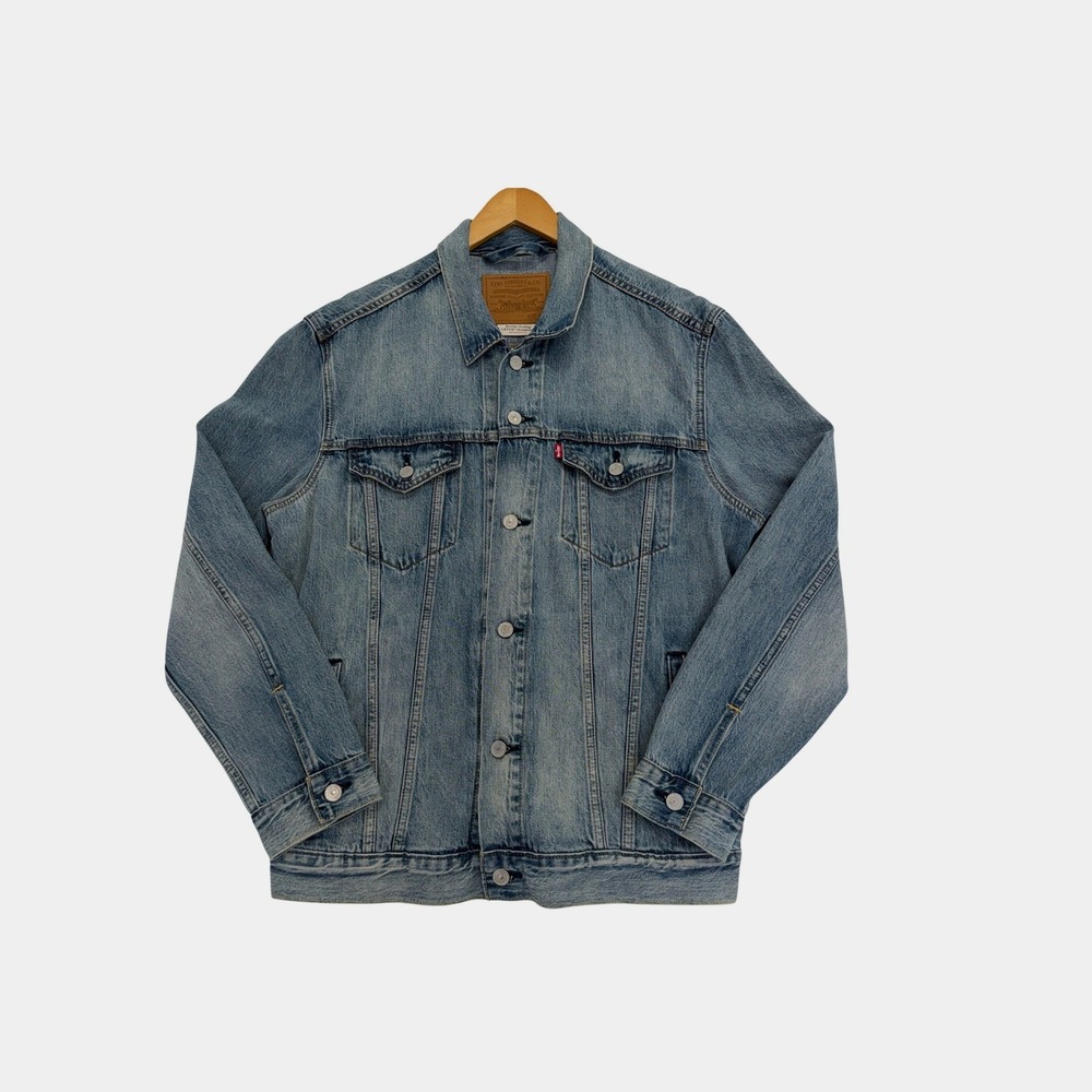 Levi's Denim Trucker Jacket Mens XL Blue Premium Cotton Button Front